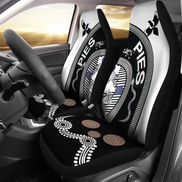 Australian Football League store - Loyal fans of Collingwood Football Club's Set 2 Car Seat Cover:vintage Australian Football League suit,uniform,apparel,shirts,merch,hoodie,jackets,shorts,sweatshirt,outfits,clothes