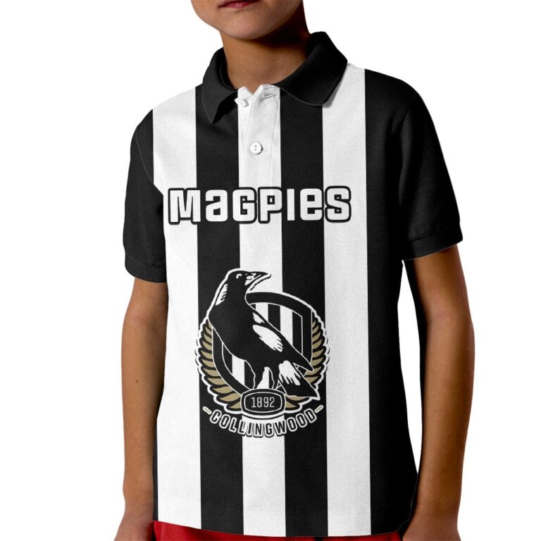 Australian Football League store - Loyal fans of Collingwood Magpies's Kid Polo Shirt:vintage Australian Football League suit,uniform,apparel,shirts,merch,hoodie,jackets,shorts,sweatshirt,outfits,clothes