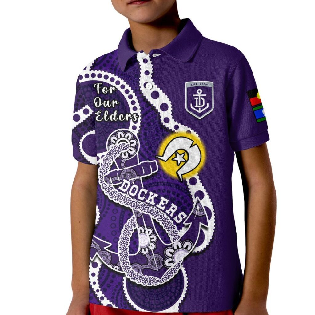 Australian Football League store - Loyal fans of Fremantle Dockers's Kid Polo Shirt:vintage Australian Football League suit,uniform,apparel,shirts,merch,hoodie,jackets,shorts,sweatshirt,outfits,clothes