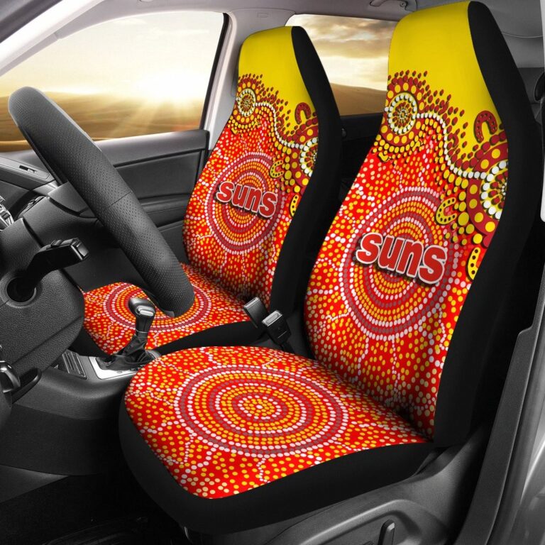 Australian Football League store - Loyal fans of Gold Coast Suns's Set 2 Car Seat Cover:vintage Australian Football League suit,uniform,apparel,shirts,merch,hoodie,jackets,shorts,sweatshirt,outfits,clothes