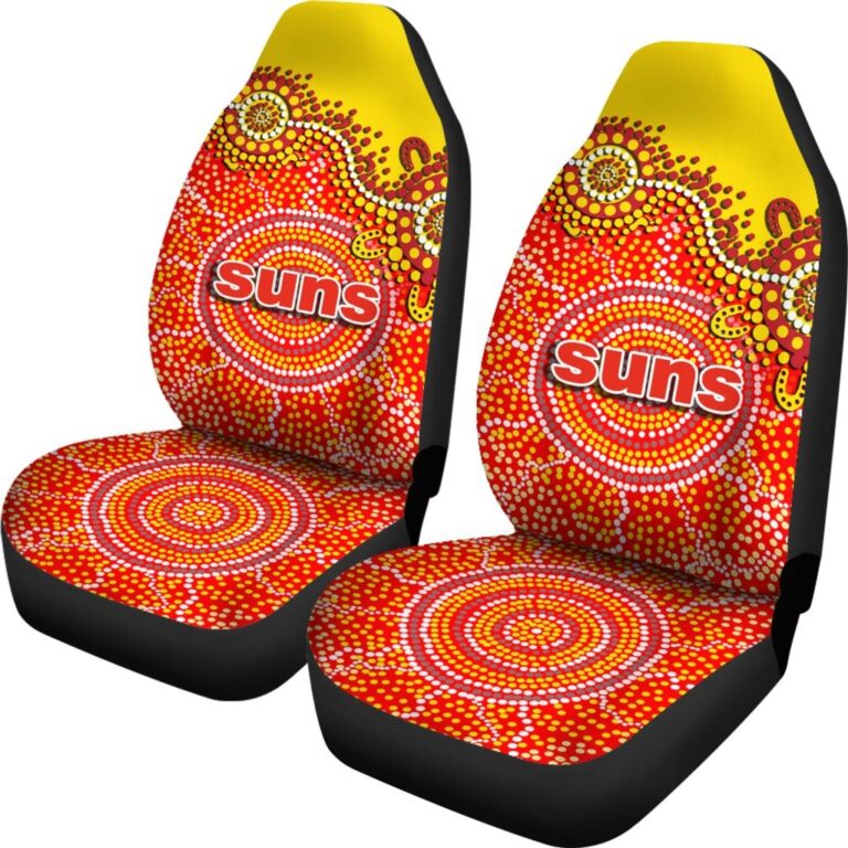 Australian Football League store - Loyal fans of Gold Coast Suns's Set 2 Car Seat Cover:vintage Australian Football League suit,uniform,apparel,shirts,merch,hoodie,jackets,shorts,sweatshirt,outfits,clothes