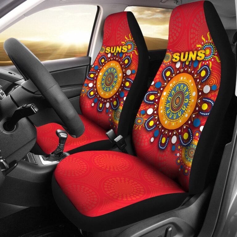 Australian Football League store - Loyal fans of Gold Coast Suns's Set 2 Car Seat Cover:vintage Australian Football League suit,uniform,apparel,shirts,merch,hoodie,jackets,shorts,sweatshirt,outfits,clothes