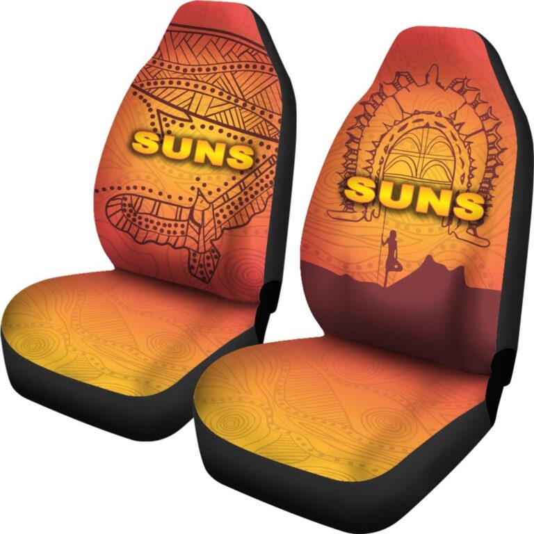 Australian Football League store - Loyal fans of Gold Coast Suns's Set 2 Car Seat Cover:vintage Australian Football League suit,uniform,apparel,shirts,merch,hoodie,jackets,shorts,sweatshirt,outfits,clothes