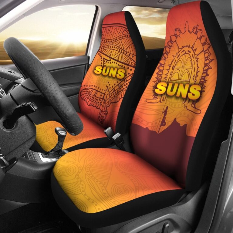 Australian Football League store - Loyal fans of Gold Coast Suns's Set 2 Car Seat Cover:vintage Australian Football League suit,uniform,apparel,shirts,merch,hoodie,jackets,shorts,sweatshirt,outfits,clothes