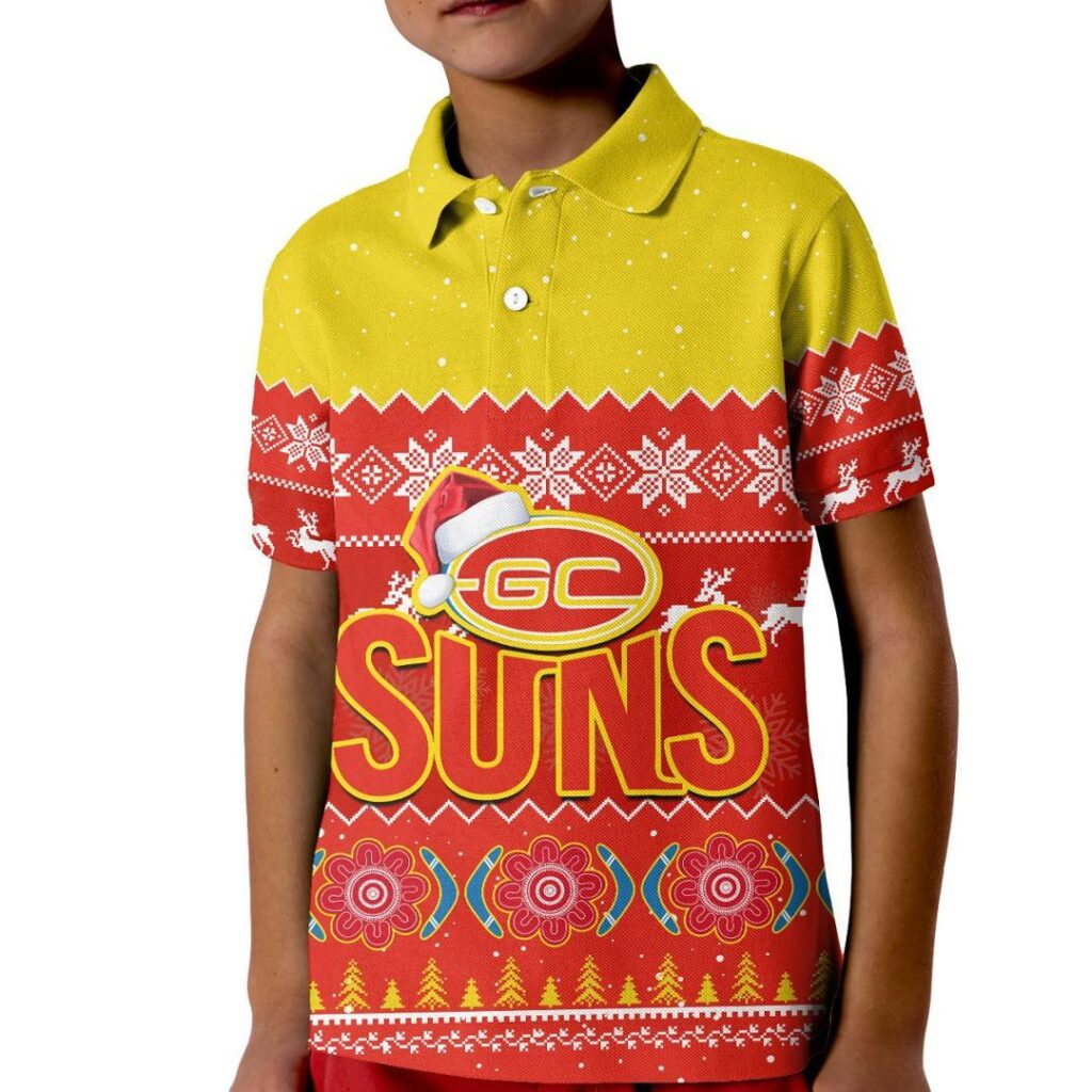 Australian Football League store - Loyal fans of Gold Coast Suns's Kid Polo Shirt:vintage Australian Football League suit,uniform,apparel,shirts,merch,hoodie,jackets,shorts,sweatshirt,outfits,clothes
