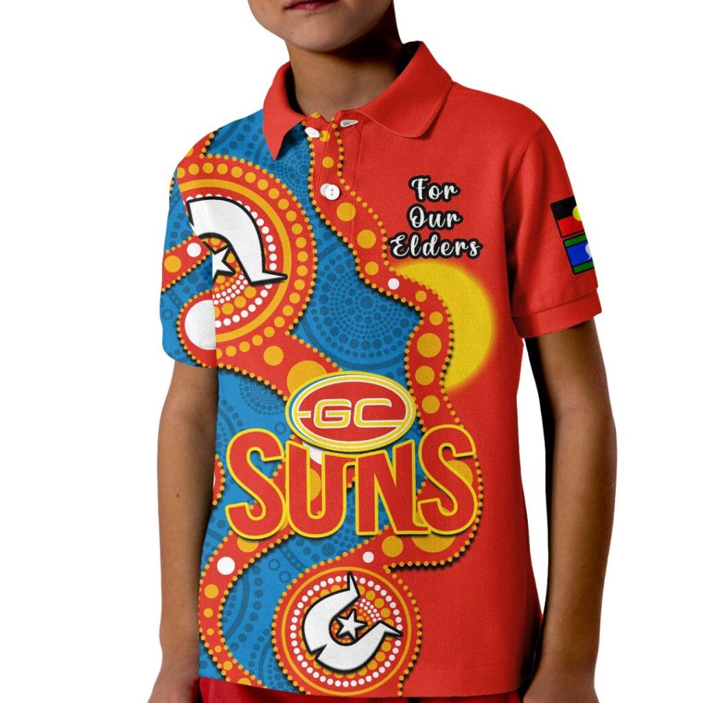Australian Football League store - Loyal fans of Gold Coast Suns's Kid Polo Shirt:vintage Australian Football League suit,uniform,apparel,shirts,merch,hoodie,jackets,shorts,sweatshirt,outfits,clothes