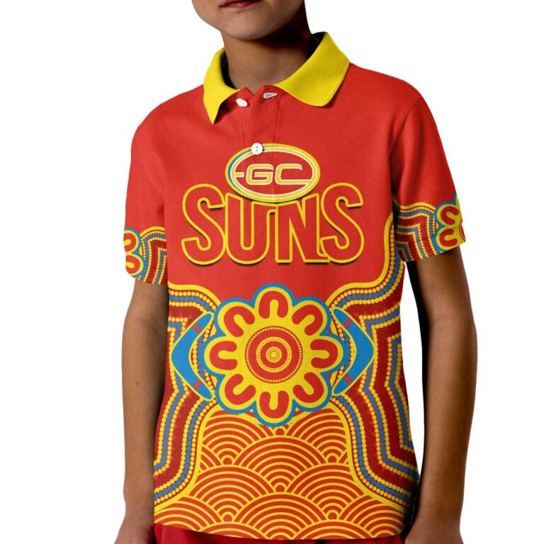 Australian Football League store - Loyal fans of Gold Coast Suns's Kid Polo Shirt:vintage Australian Football League suit,uniform,apparel,shirts,merch,hoodie,jackets,shorts,sweatshirt,outfits,clothes