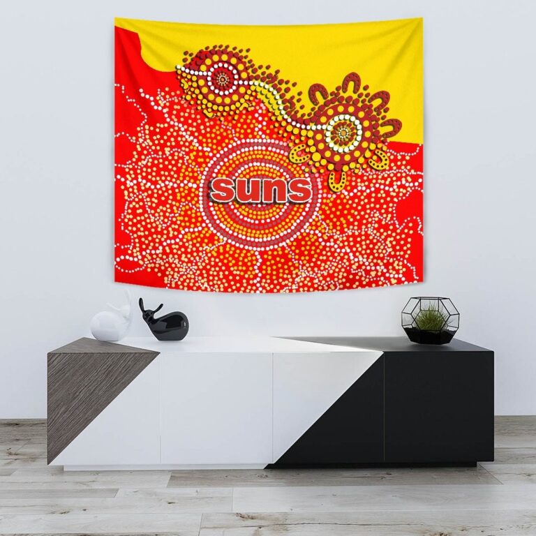 Australian Football League store - Loyal fans of Gold Coast Suns's Wall Tapestry:vintage Australian Football League suit,uniform,apparel,shirts,merch,hoodie,jackets,shorts,sweatshirt,outfits,clothes