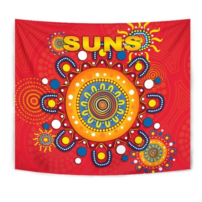 Australian Football League store - Loyal fans of Gold Coast Suns's Wall Tapestry:vintage Australian Football League suit,uniform,apparel,shirts,merch,hoodie,jackets,shorts,sweatshirt,outfits,clothes