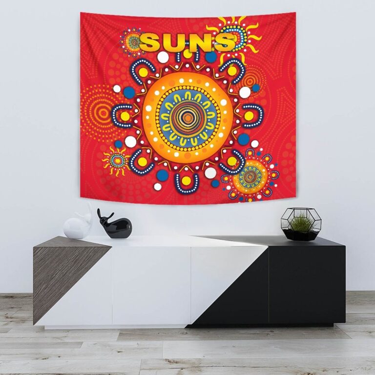 Australian Football League store - Loyal fans of Gold Coast Suns's Wall Tapestry:vintage Australian Football League suit,uniform,apparel,shirts,merch,hoodie,jackets,shorts,sweatshirt,outfits,clothes