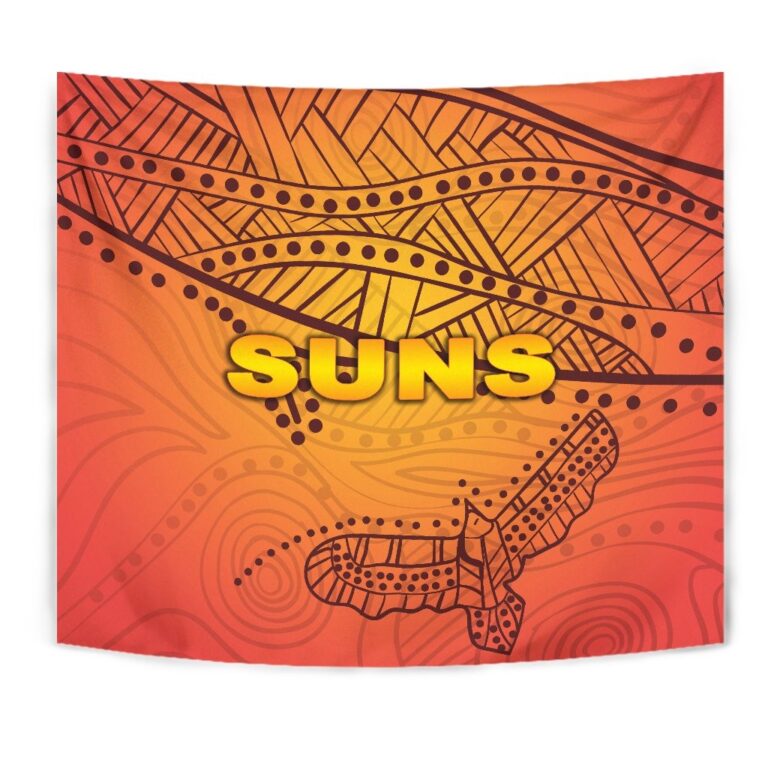 Australian Football League store - Loyal fans of Gold Coast Suns's Wall Tapestry:vintage Australian Football League suit,uniform,apparel,shirts,merch,hoodie,jackets,shorts,sweatshirt,outfits,clothes