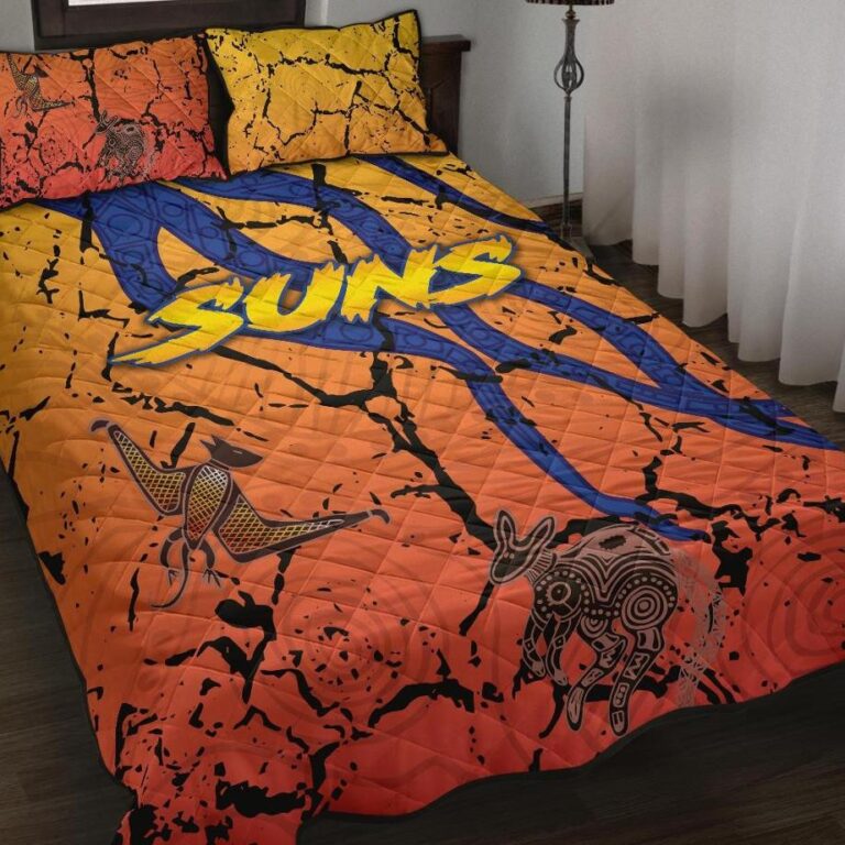 Australian Football League store - Loyal fans of Gold Coast Suns's Quilt + 1/2 Pillow Cases:vintage Australian Football League suit,uniform,apparel,shirts,merch,hoodie,jackets,shorts,sweatshirt,outfits,clothes