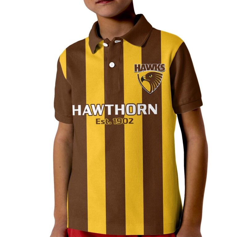 Australian Football League store - Loyal fans of Hawthorn Hawks's Kid Polo Shirt:vintage Australian Football League suit,uniform,apparel,shirts,merch,hoodie,jackets,shorts,sweatshirt,outfits,clothes