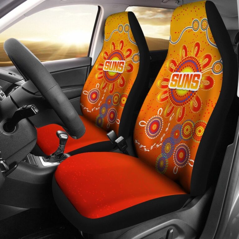 Australian Football League store - Loyal fans of Gold Coast Suns's Set 2 Car Seat Cover:vintage Australian Football League suit,uniform,apparel,shirts,merch,hoodie,jackets,shorts,sweatshirt,outfits,clothes
