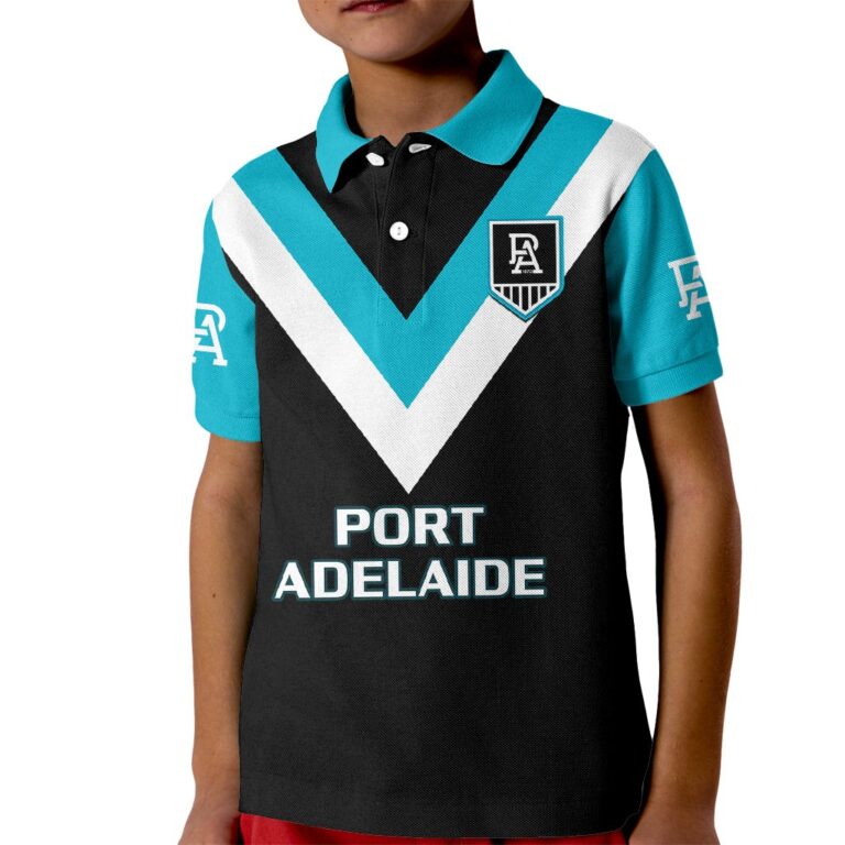 Australian Football League store - Loyal fans of Port Adelaide's Kid Polo Shirt:vintage Australian Football League suit,uniform,apparel,shirts,merch,hoodie,jackets,shorts,sweatshirt,outfits,clothes