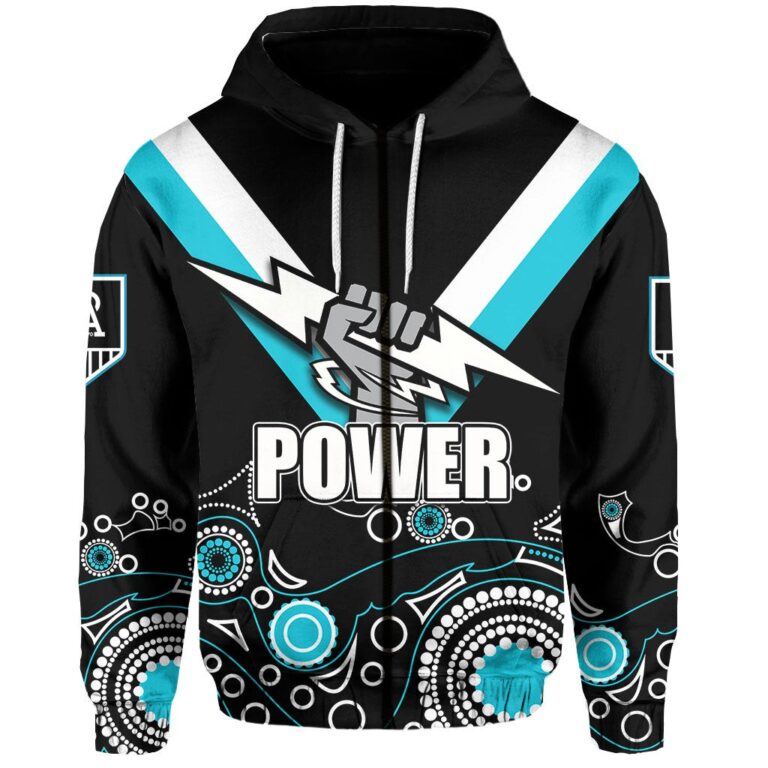 Australian Football League store - Loyal fans of Port Adelaide Football Club's Unisex Zip Hoodie:vintage Australian Football League suit,uniform,apparel,shirts,merch,hoodie,jackets,shorts,sweatshirt,outfits,clothes