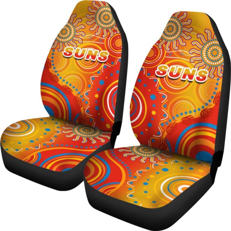 Australian Football League store - Loyal fans of Gold Coast Suns's Set 2 Car Seat Cover:vintage Australian Football League suit,uniform,apparel,shirts,merch,hoodie,jackets,shorts,sweatshirt,outfits,clothes