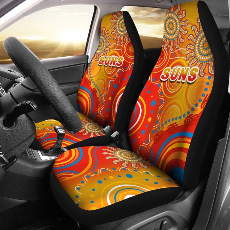 Australian Football League store - Loyal fans of Gold Coast Suns's Set 2 Car Seat Cover:vintage Australian Football League suit,uniform,apparel,shirts,merch,hoodie,jackets,shorts,sweatshirt,outfits,clothes