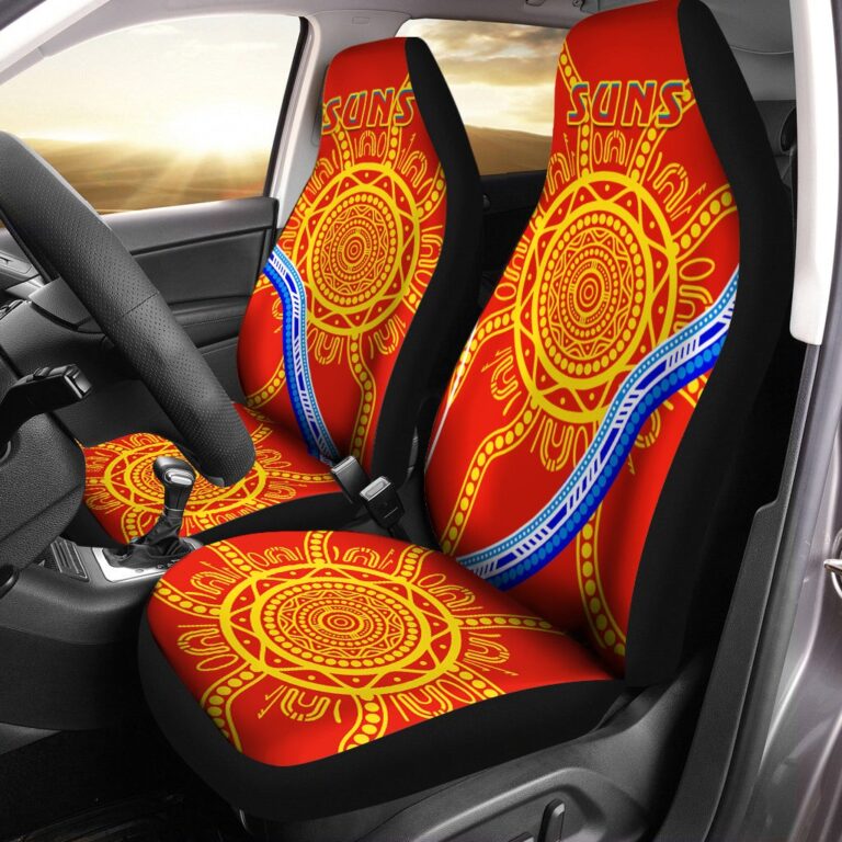 Australian Football League store - Loyal fans of Gold Coast Suns's Set 2 Car Seat Cover:vintage Australian Football League suit,uniform,apparel,shirts,merch,hoodie,jackets,shorts,sweatshirt,outfits,clothes