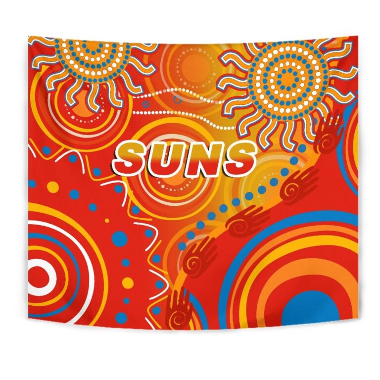 Australian Football League store - Loyal fans of Gold Coast Suns's Wall Tapestry:vintage Australian Football League suit,uniform,apparel,shirts,merch,hoodie,jackets,shorts,sweatshirt,outfits,clothes