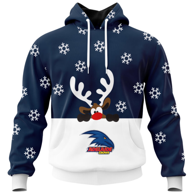 AFL Adelaide Crows Christmas | Custom Name & Number | Hoodie/Zip/T-Shirt/Polo/Knitted Sweaters