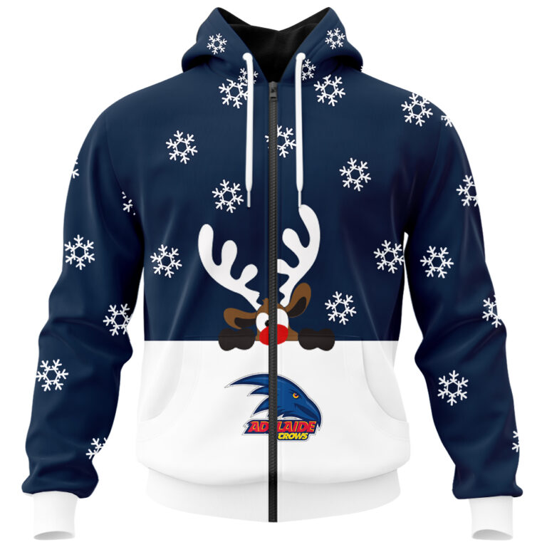 AFL Adelaide Crows Christmas | Custom Name & Number | Hoodie/Zip/T-Shirt/Polo/Knitted Sweaters