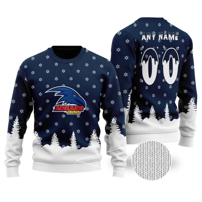 AFL Adelaide Crows Christmas | Custom Name & Number | Hoodie/Zip/T-Shirt/Polo/Knitted Sweaters/Long Paint