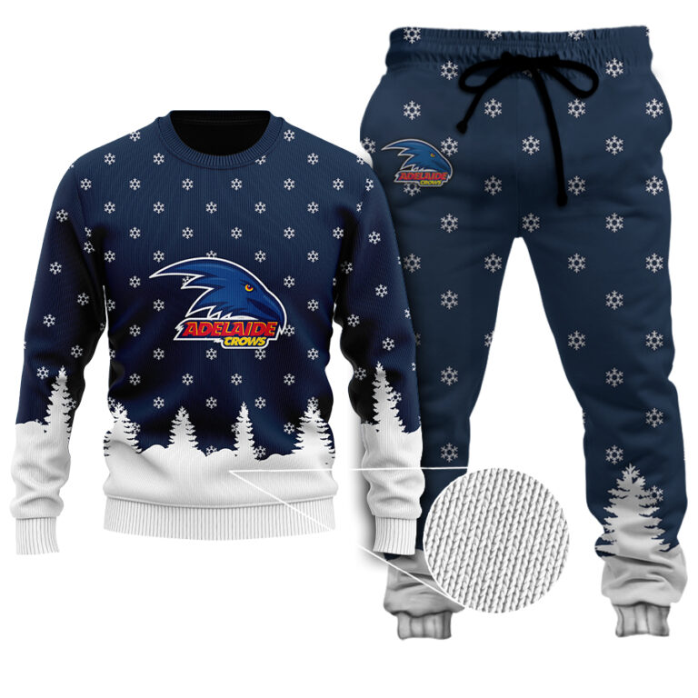 AFL Adelaide Crows Christmas | Custom Name & Number | Hoodie/Zip/T-Shirt/Polo/Knitted Sweaters/Long Paint