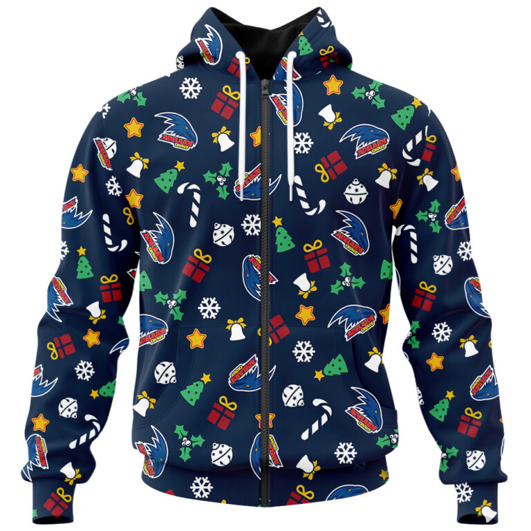 AFL Adelaide Crows Christmas | Custom Name & Number | Hoodie/Zip/T-Shirt/Polo/Knitted Sweaters