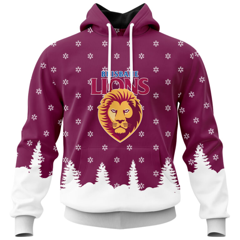 AFL Brisbane Lions Christmas | Custom Name & Number | Hoodie/Zip/T-Shirt/Polo/Knitted Sweaters/Long Paint