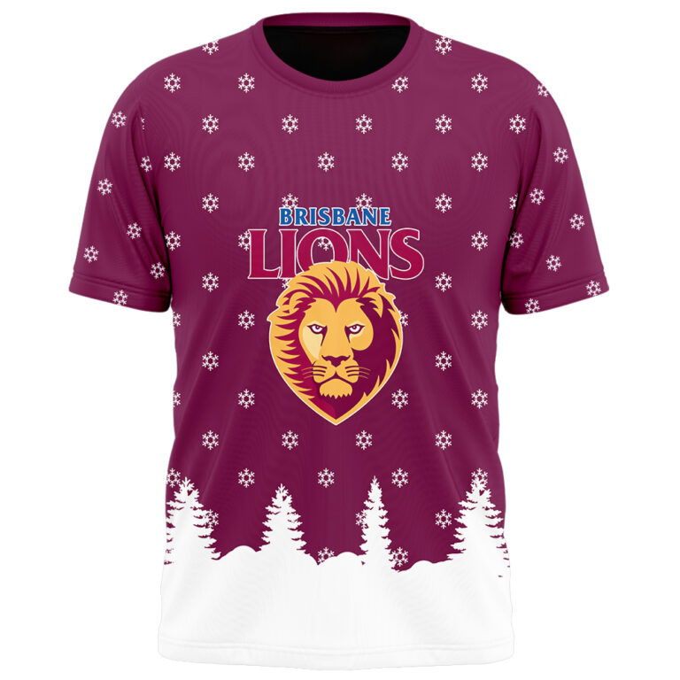 AFL Brisbane Lions Christmas | Custom Name & Number | Hoodie/Zip/T-Shirt/Polo/Knitted Sweaters/Long Paint