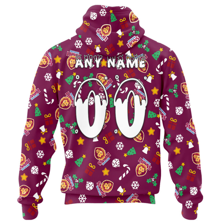 AFL Brisbane Lions Christmas | Custom Name & Number | Hoodie/Zip/T-Shirt/Polo/Knitted Sweaters