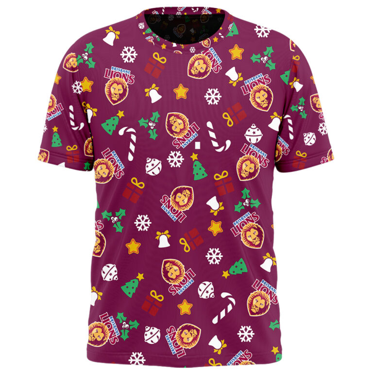 AFL Brisbane Lions Christmas | Custom Name & Number | Hoodie/Zip/T-Shirt/Polo/Knitted Sweaters