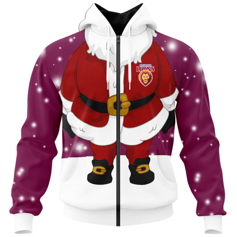 AFL Brisbane Lions Christmas | Custom Name & Number | Hoodie/Zip/T-Shirt/Polo/Knitted Sweaters