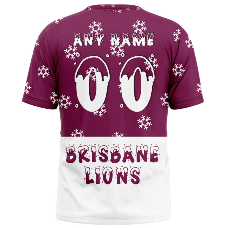 AFL Brisbane Lions Christmas | Custom Name & Number | Hoodie/Zip/T-Shirt/Polo/Knitted Sweaters