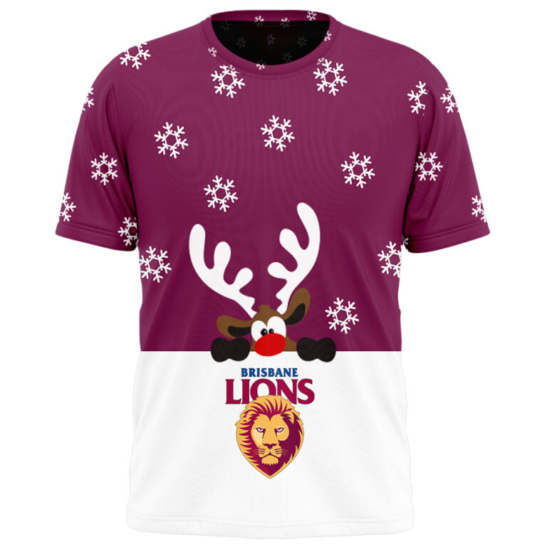 AFL Brisbane Lions Christmas | Custom Name & Number | Hoodie/Zip/T-Shirt/Polo/Knitted Sweaters