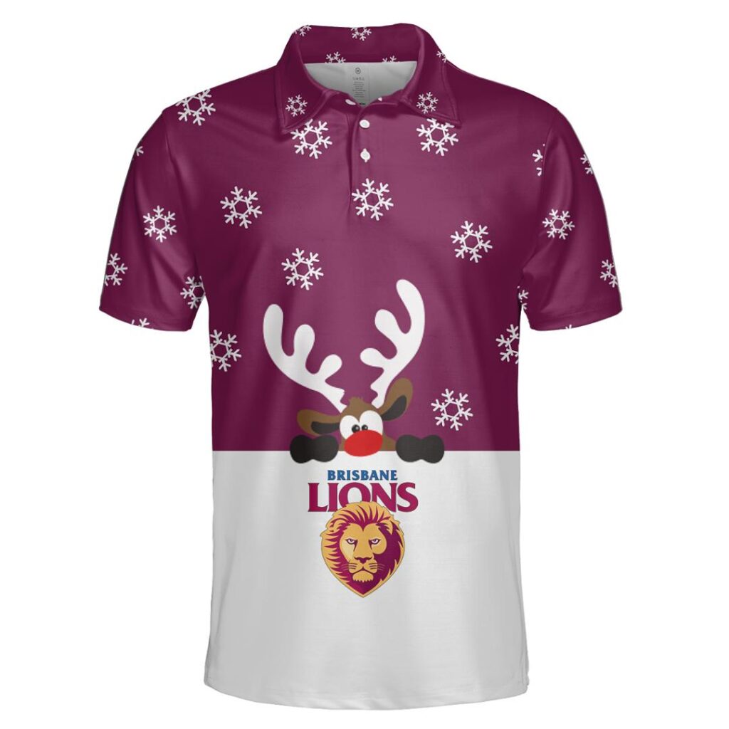 AFL Brisbane Lions Christmas | Custom Name & Number | Hoodie/Zip/T-Shirt/Polo/Knitted Sweaters