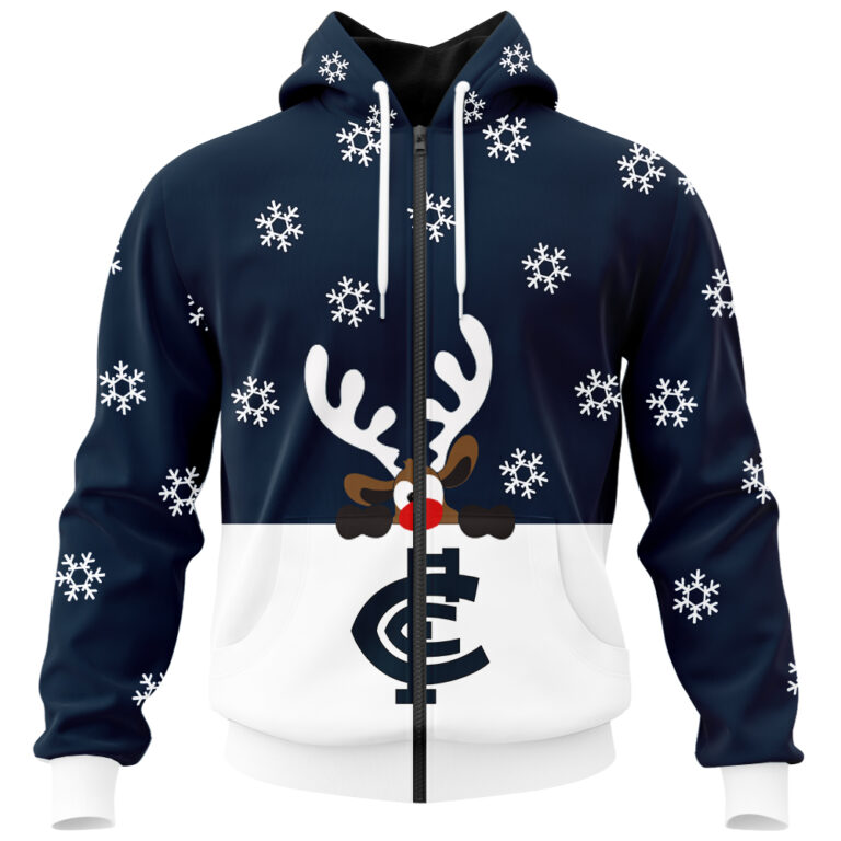 AFL Carlton Blues Christmas | Custom Name & Number | Hoodie/Zip/T-Shirt/Polo/Knitted Sweaters
