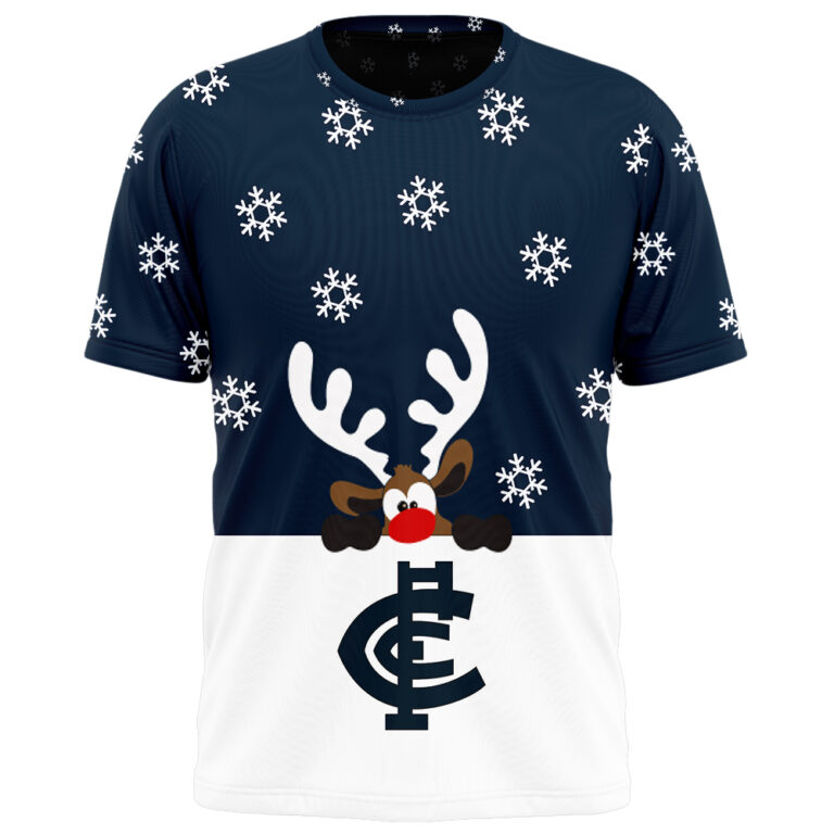 AFL Carlton Blues Christmas | Custom Name & Number | Hoodie/Zip/T-Shirt/Polo/Knitted Sweaters
