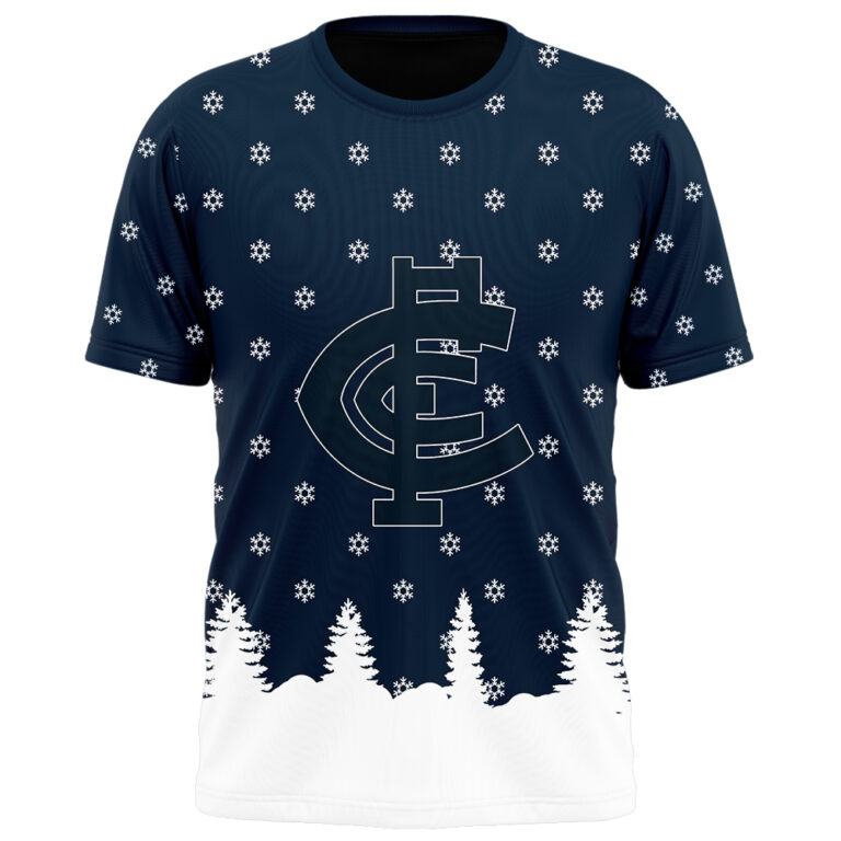 AFL Carlton Blues Christmas | Custom Name & Number | Hoodie/Zip/T-Shirt/Polo/Knitted Sweaters/Long Paint
