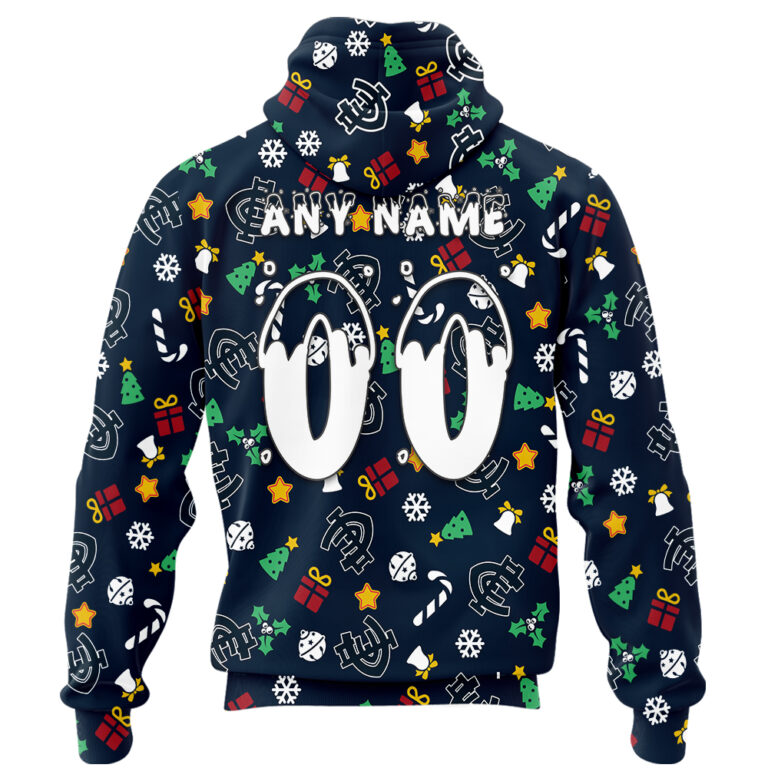 AFL Carlton Blues Christmas | Custom Name & Number | Hoodie/Zip/T-Shirt/Polo/Knitted Sweaters