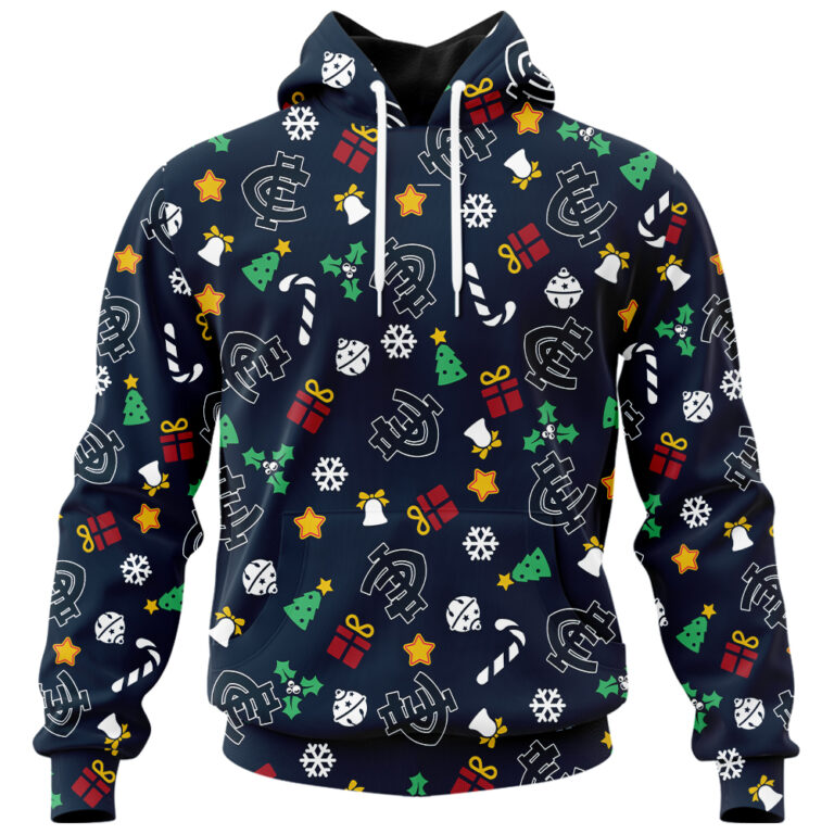 AFL Carlton Blues Christmas | Custom Name & Number | Hoodie/Zip/T-Shirt/Polo/Knitted Sweaters