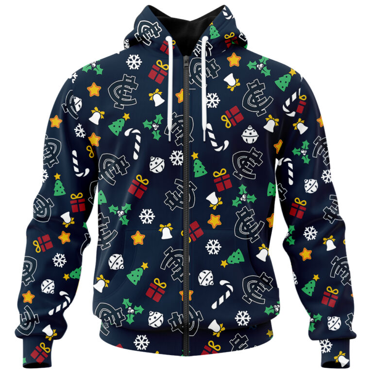 AFL Carlton Blues Christmas | Custom Name & Number | Hoodie/Zip/T-Shirt/Polo/Knitted Sweaters