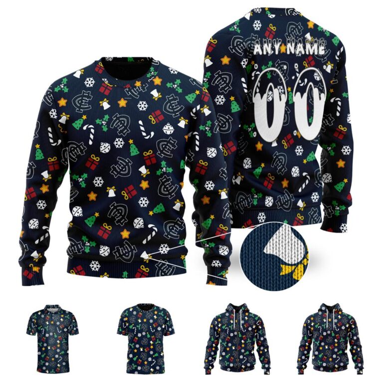 AFL Carlton Blues Christmas | Custom Name & Number | Hoodie/Zip/T-Shirt/Polo/Knitted Sweaters
