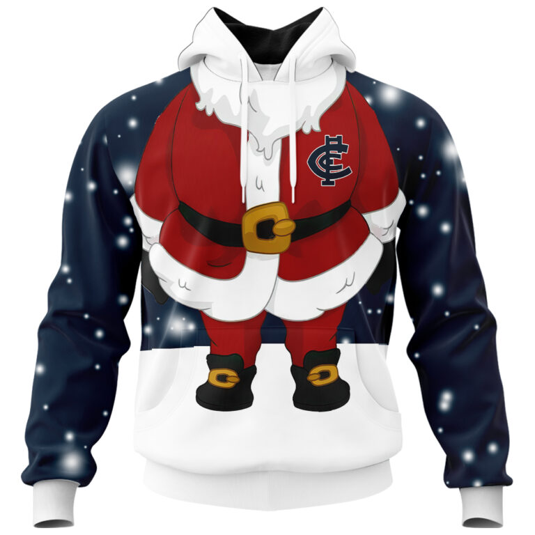 AFL Carlton Blues Christmas | Custom Name & Number | Hoodie/Zip/T-Shirt/Polo/Knitted Sweaters