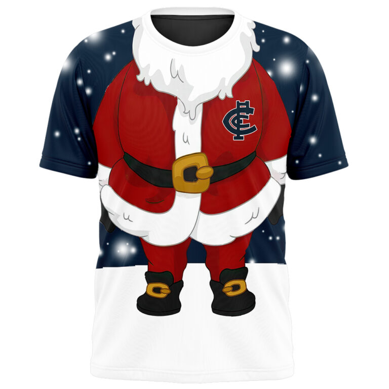 AFL Carlton Blues Christmas | Custom Name & Number | Hoodie/Zip/T-Shirt/Polo/Knitted Sweaters