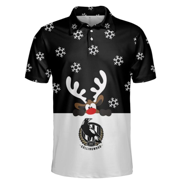 AFL Collingwood Magpies Christmas | Custom Name & Number | Hoodie/Zip/T-Shirt/Polo/Knitted Sweaters