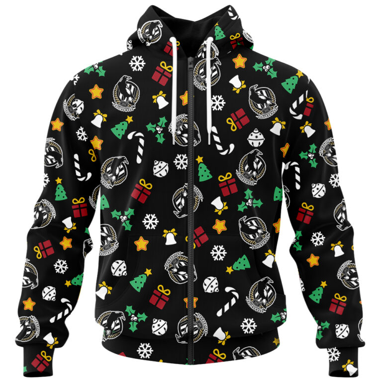 AFL Collingwood Magpies Christmas | Custom Name & Number | Hoodie/Zip/T-Shirt/Polo/Knitted Sweaters