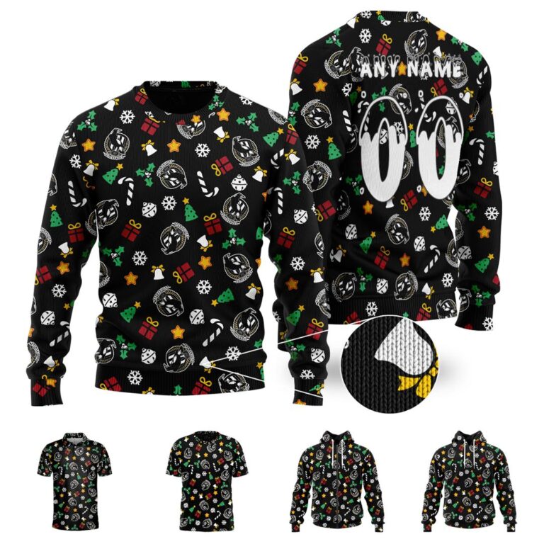 AFL Collingwood Magpies Christmas | Custom Name & Number | Hoodie/Zip/T-Shirt/Polo/Knitted Sweaters