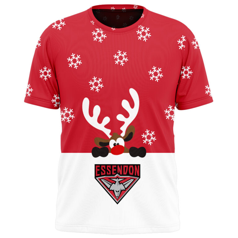 AFL Essendon Bombers Christmas | Custom Name & Number | Hoodie/Zip/T-Shirt/Polo/Knitted Sweaters